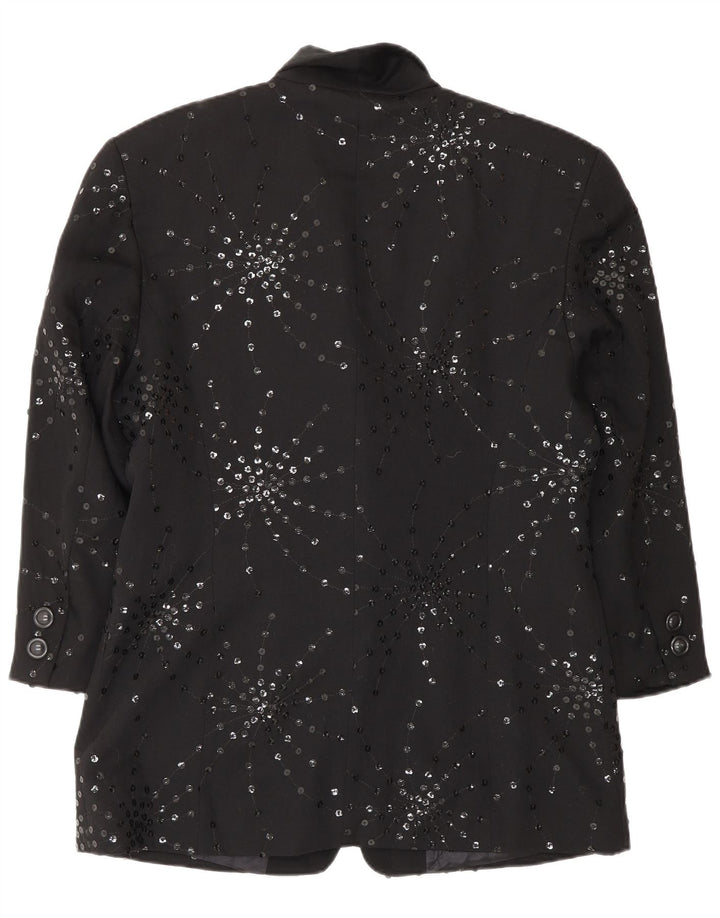 MONDI ženski sako s 1 gumbom EU 40 srednje crne cvjetne vune