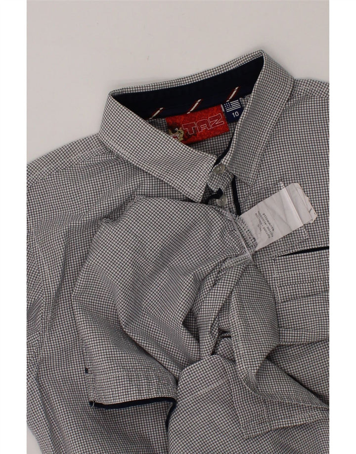 VINTAGE Boys Graphic Shirt 9-10 Years Grey Gingham Cotton Vintage Vintage and Second-Hand Vintage from Messina Hembry 