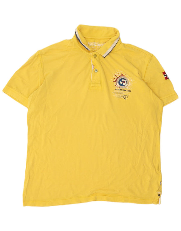 Napapijri Mens Geographic Graphic Polo Shirt 3XL Yellow Cotton