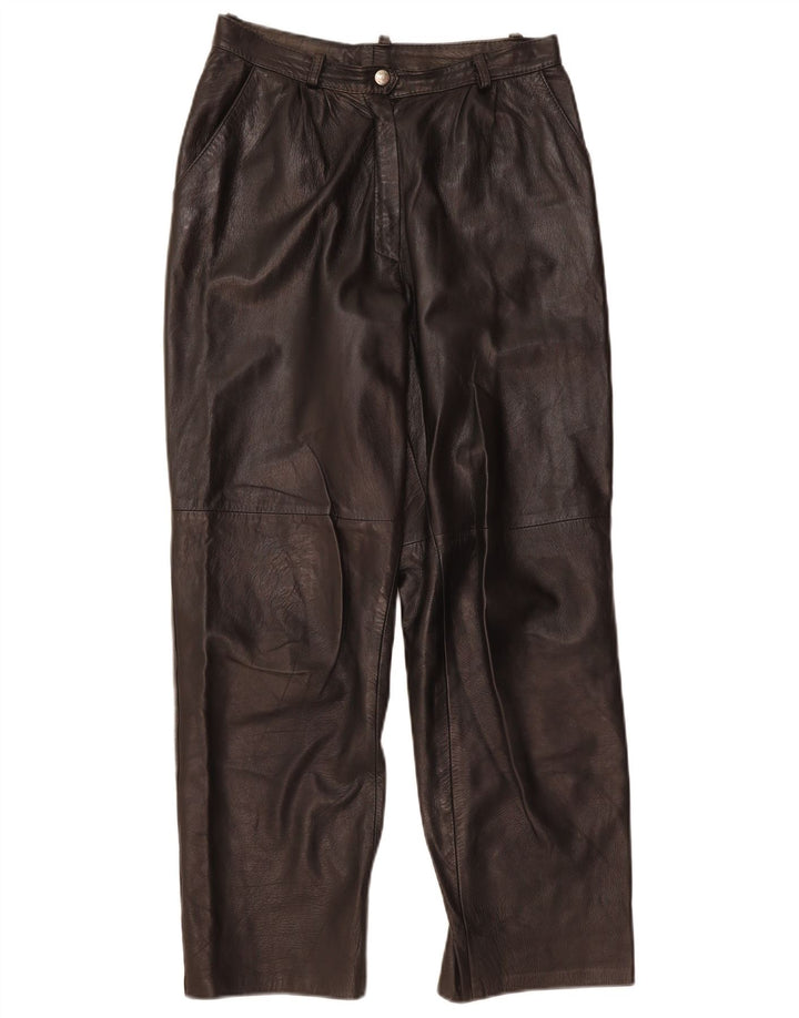 VINTAGE Womens Leather Trousers W28 L28 Black