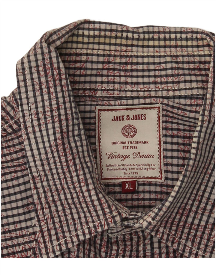 JACK & JONES Mens Shirt XL Grey Check