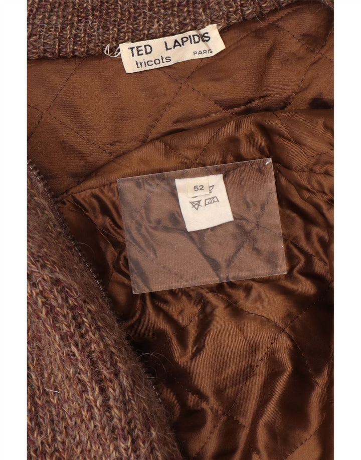 Muška pletena bomber jakna Ted Lapidus IT 52 XL od smeđe pjegave vune
