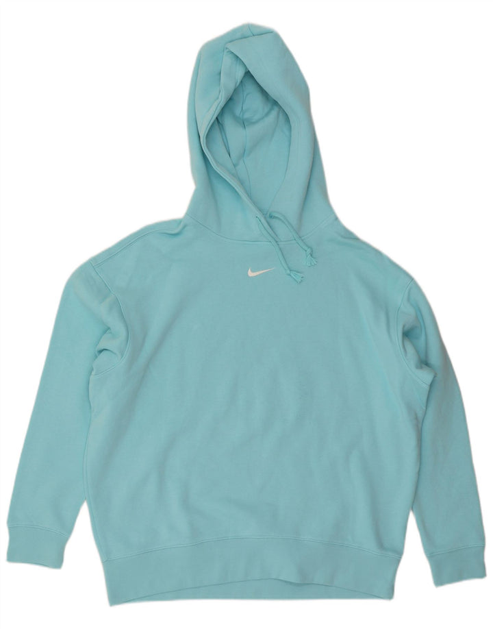 NIKE Womens Oversized Hoodie Jumper UK 14 Medium Blue Cotton
