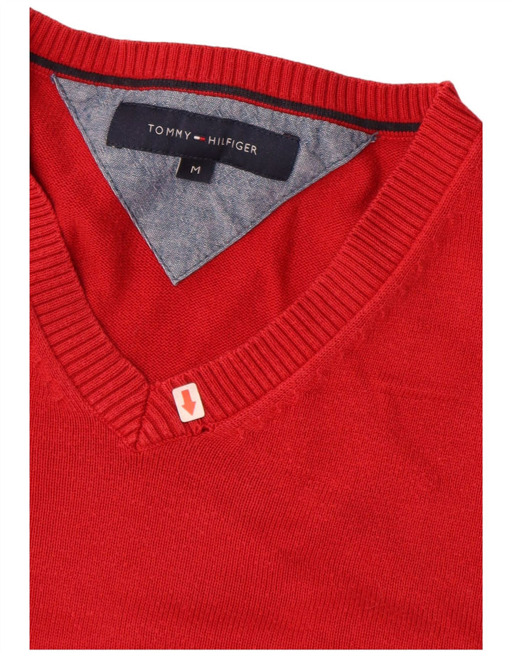 TOMMY HILFIGER Muški džemper s V-izrezom Srednje crveni pamuk
