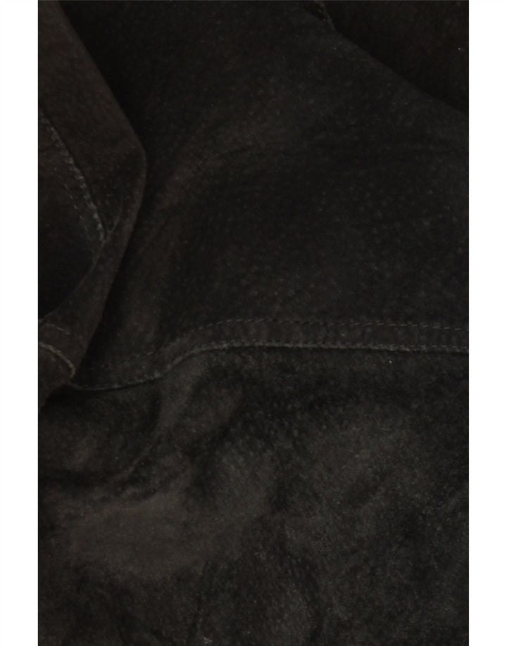 VINTAGE ženska prevelika jakna od brušene kože UK 18 XL od crne geometrijske kože