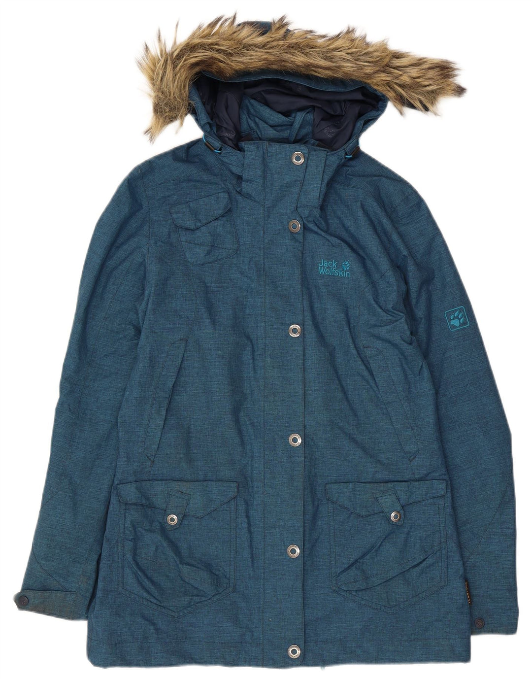Jack Wolfskin ženska jakna parka s kapuljačom UK 10 Mali plavi poliester
