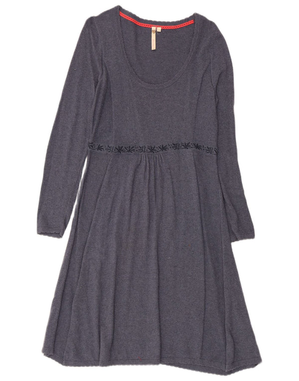 Bijela Ženska džemper haljina dugih rukava UK 10 Small Grey Fair Isle