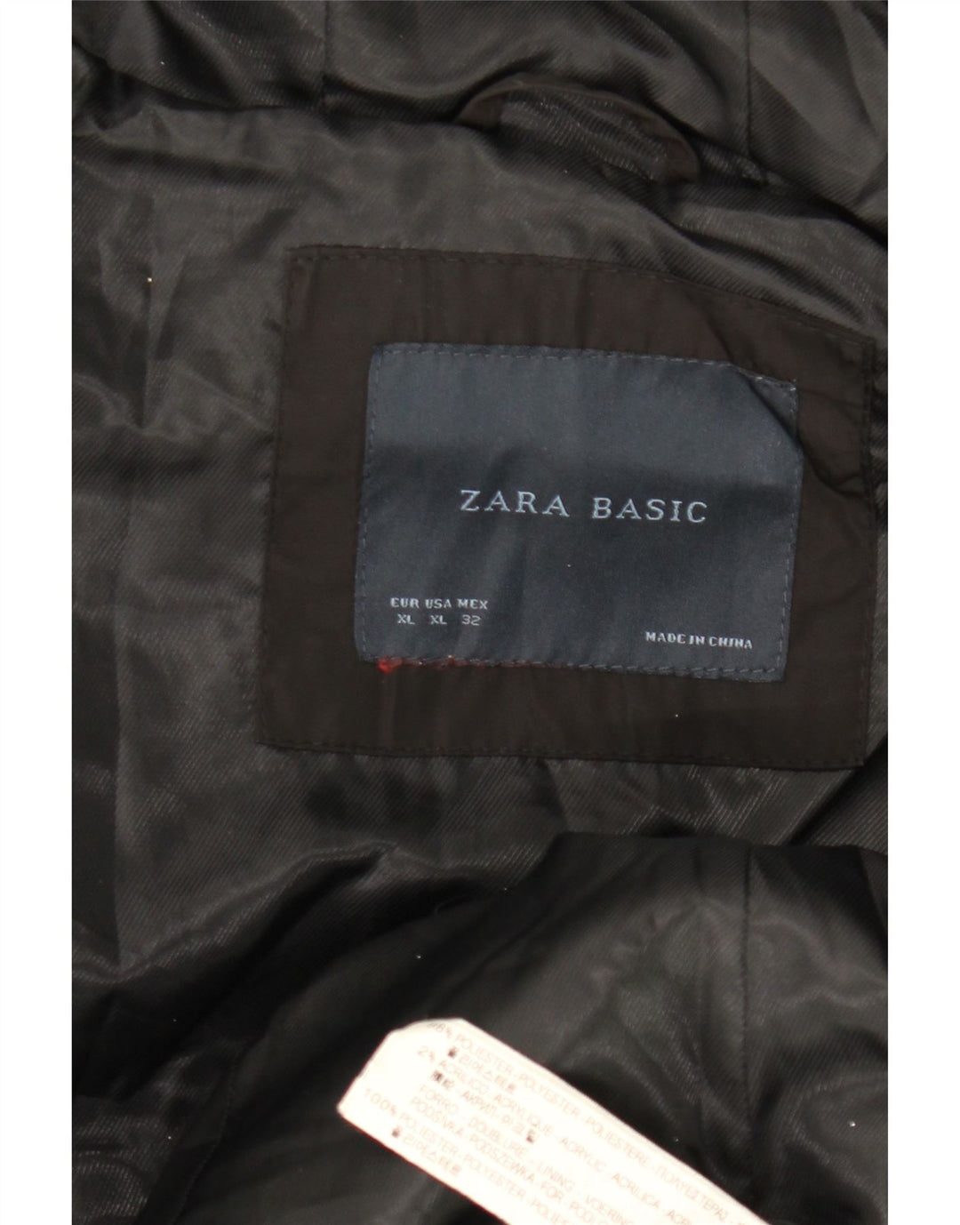 Zara ženski podstavljeni kaput s kapuljačom UK 18 XL crni poliester