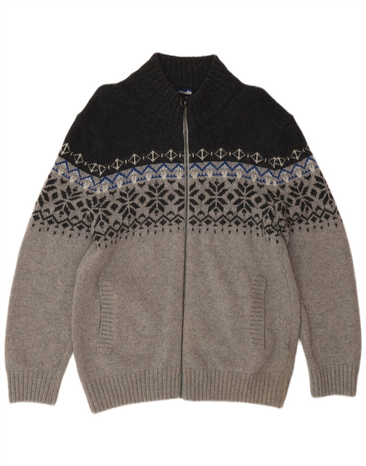 NORTH ROUTE Muški pulover s izrezom s patentnim zatvaračem Veliki sivi svijetli džemper