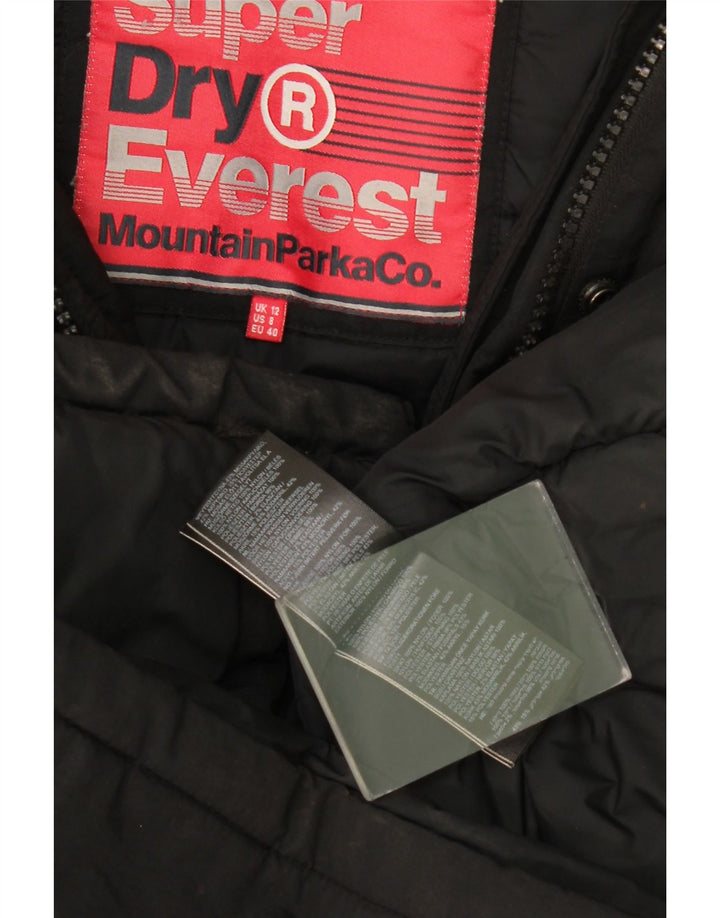 Superdry ženska jakna parka s kapuljačom UK 12 Srednje crni najlon