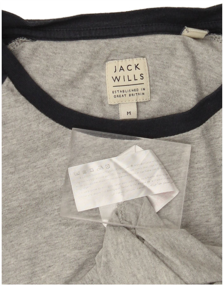 JACK WILLS Muška majica dugih rukava srednje sive boje, pamuk