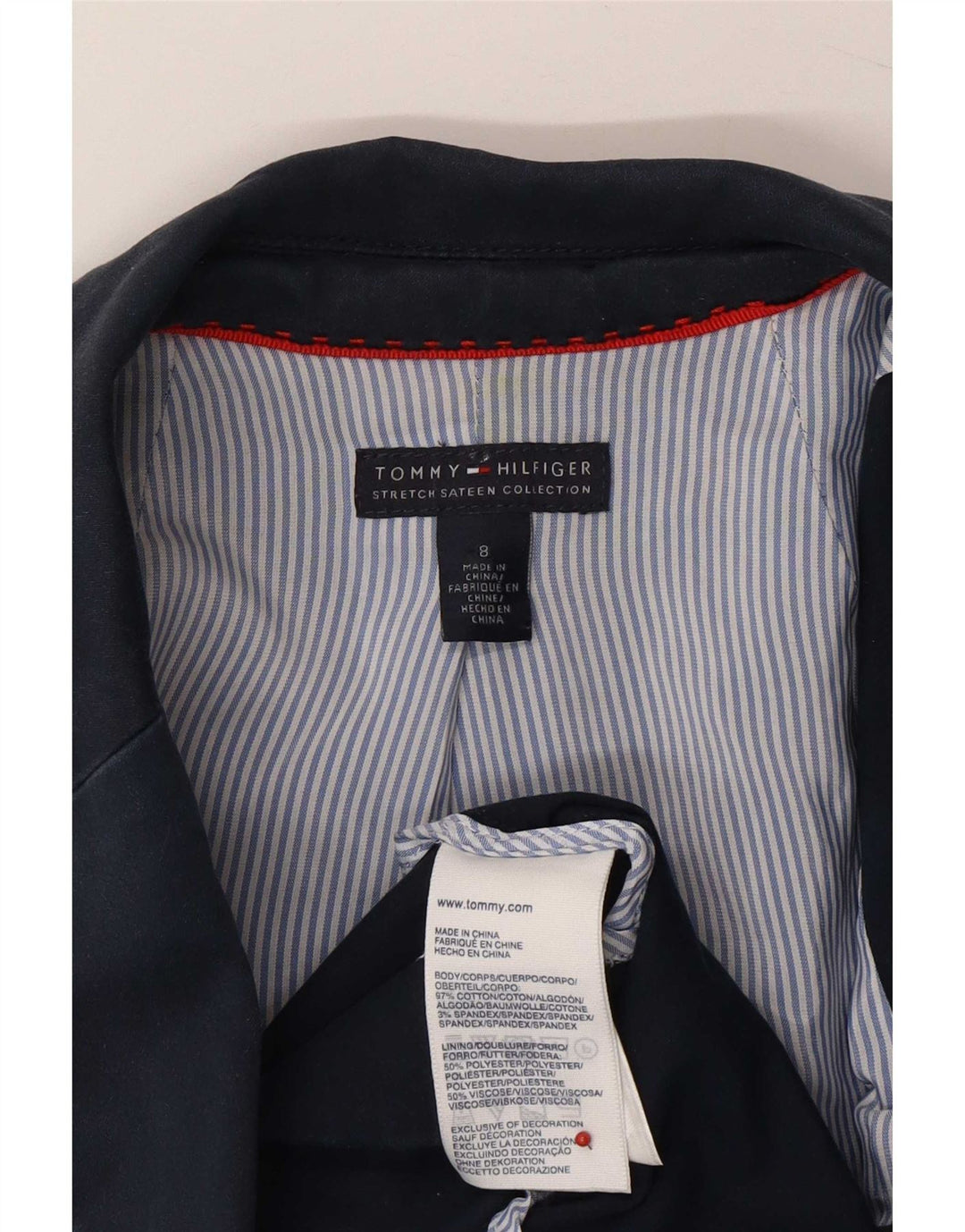 Ženska jakna s 2 gumba Tommy Hilfiger US 8 Medium Navy Blue Cotton