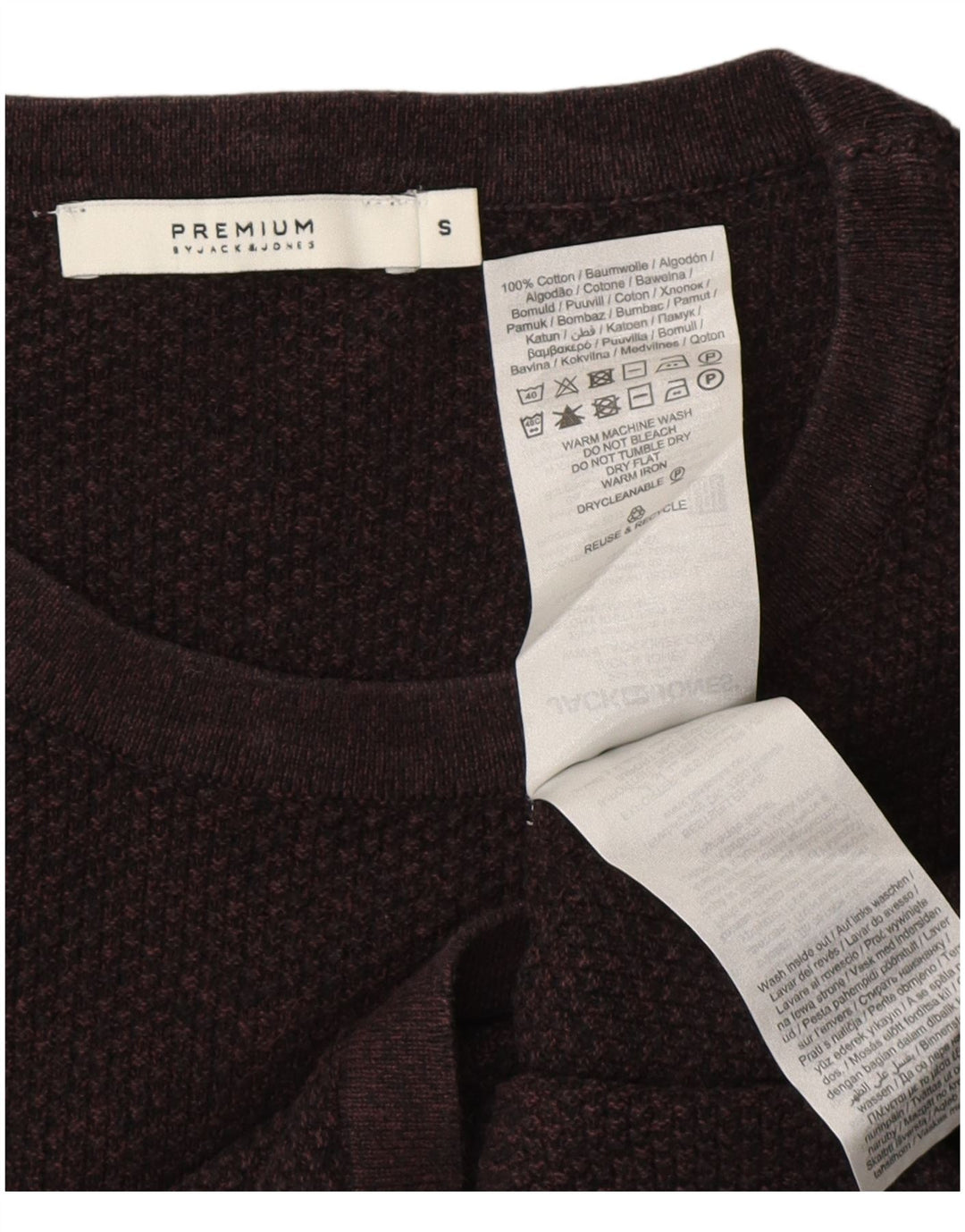 JACK & JONES Muška majica dugih rukava, mali tamnocrveni pamuk