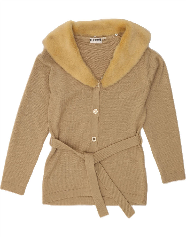 MONARI Womens Cardigan Sweater UK 10 Small Beige Wool Vintage Monari and Second-Hand Monari from Messina Hembry 