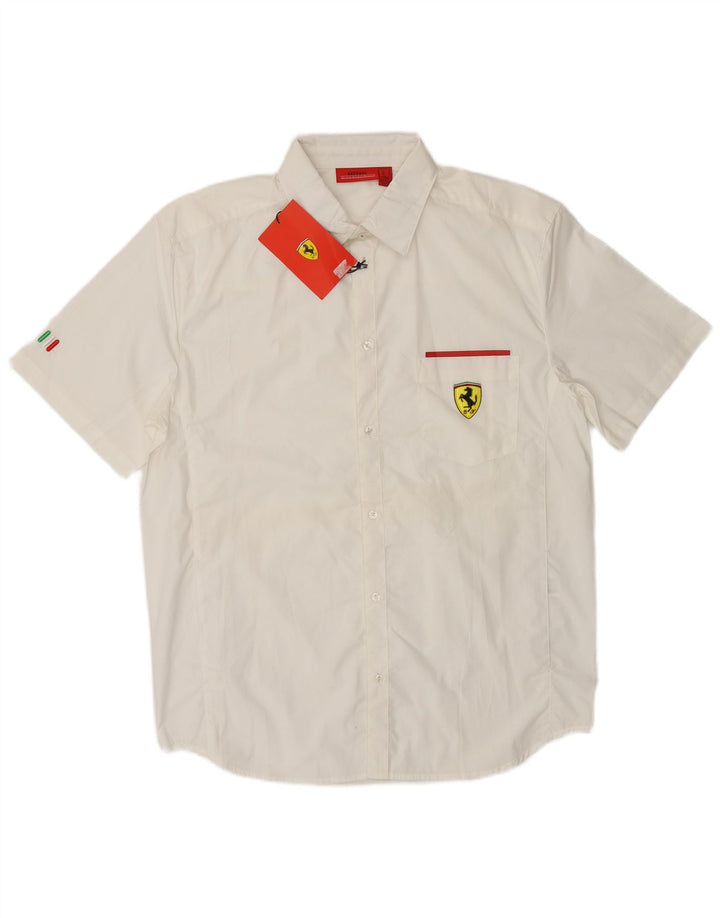 Ferrari Mens Short Sleeve Shirt Medium White Cotton