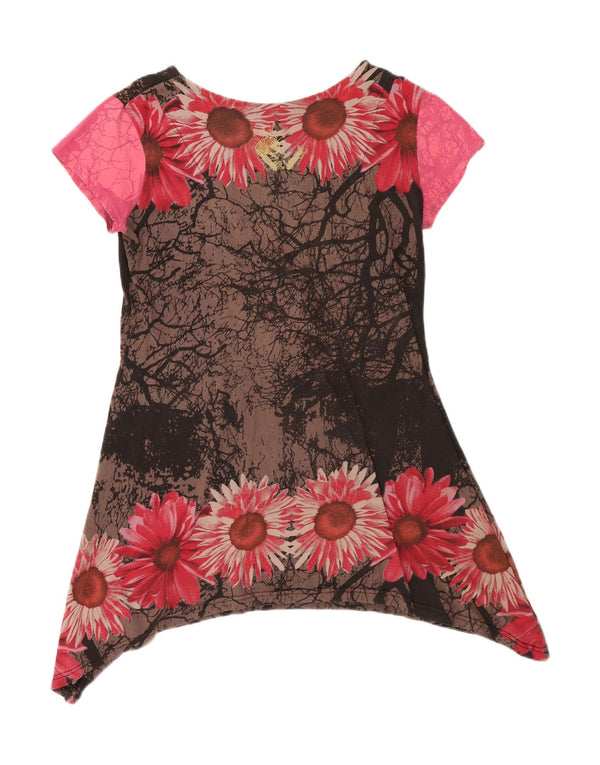 Desigual ženska top tunika s grafičkim motivima UK 18 XL crni cvjetni pamuk