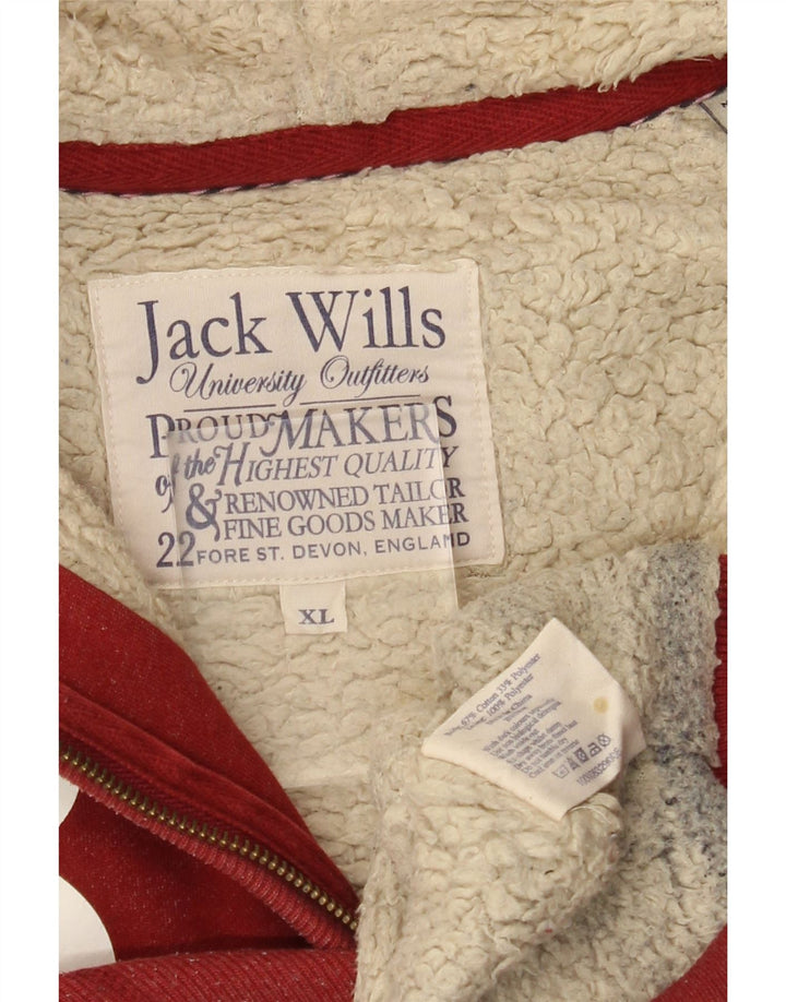 JACK WILLS Muški pulover s kapuljačom s patentnim zatvaračem XL, crveni pamuk