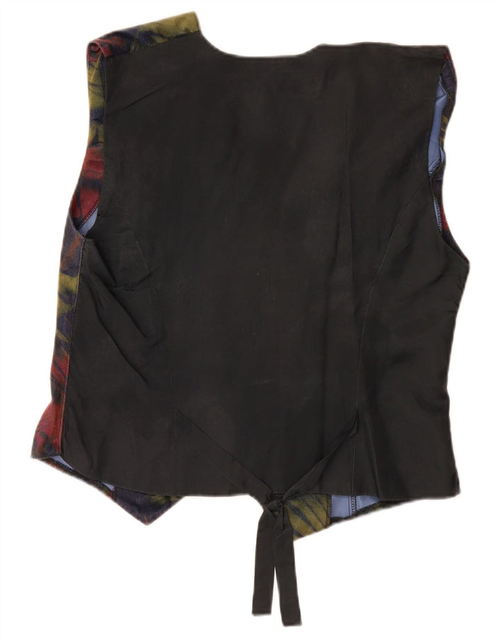 VINTAGE ženski prsluk UK 12 Srednji tamnoplavi cvjetni