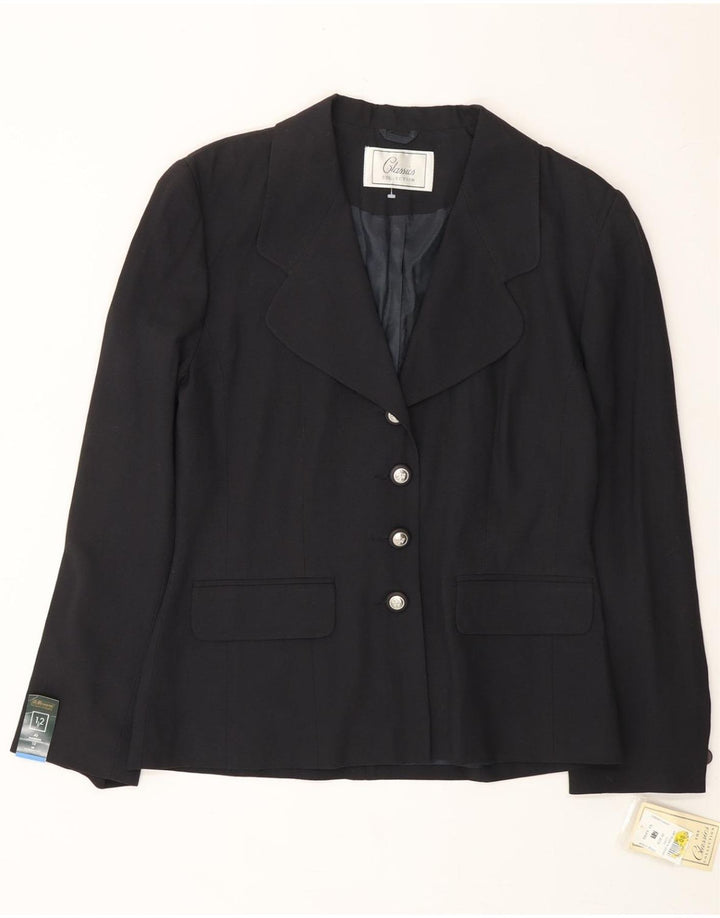 ST. BERNARD Womens 4 Button Blazer Jacket UK 12 Medium Black Vintage St. Bernard and Second-Hand St. Bernard from Messina Hembry 