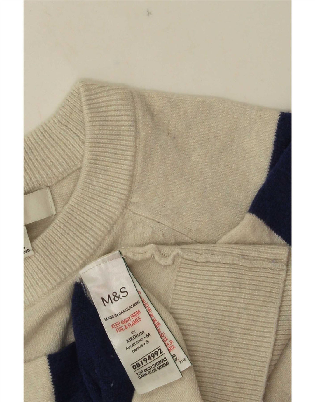 Marks & Spencer ženski džemper s okruglim izrezom UK 14 srednje plave pruge