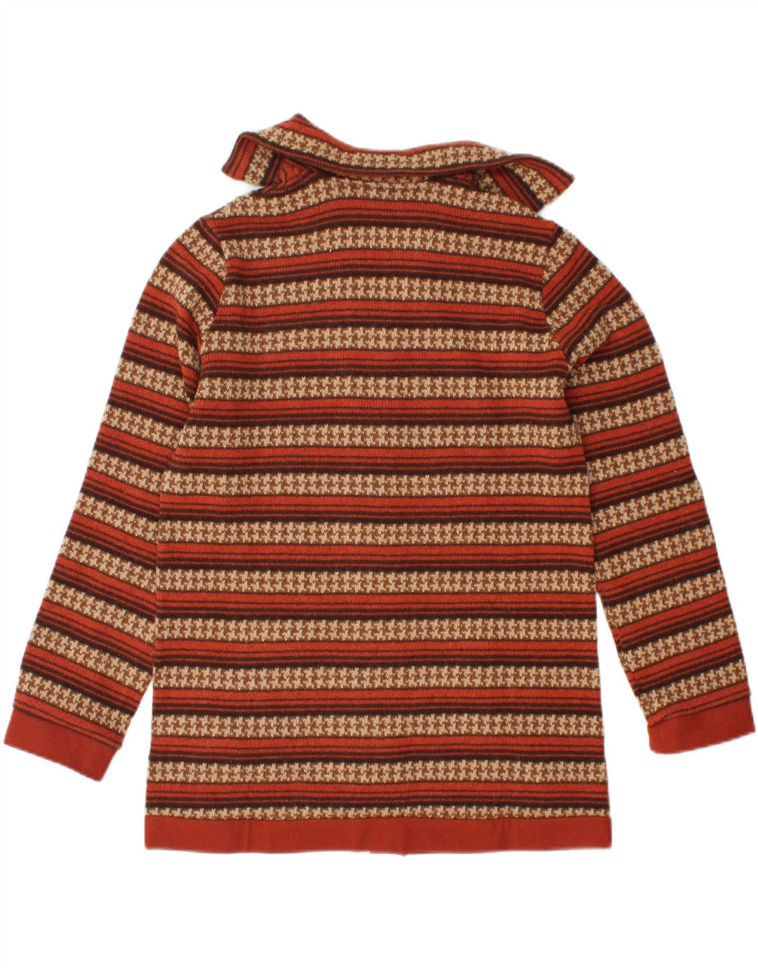 VINTAGE Womens Cardigan Sweater UK 12 Medium Brown Striped Wool