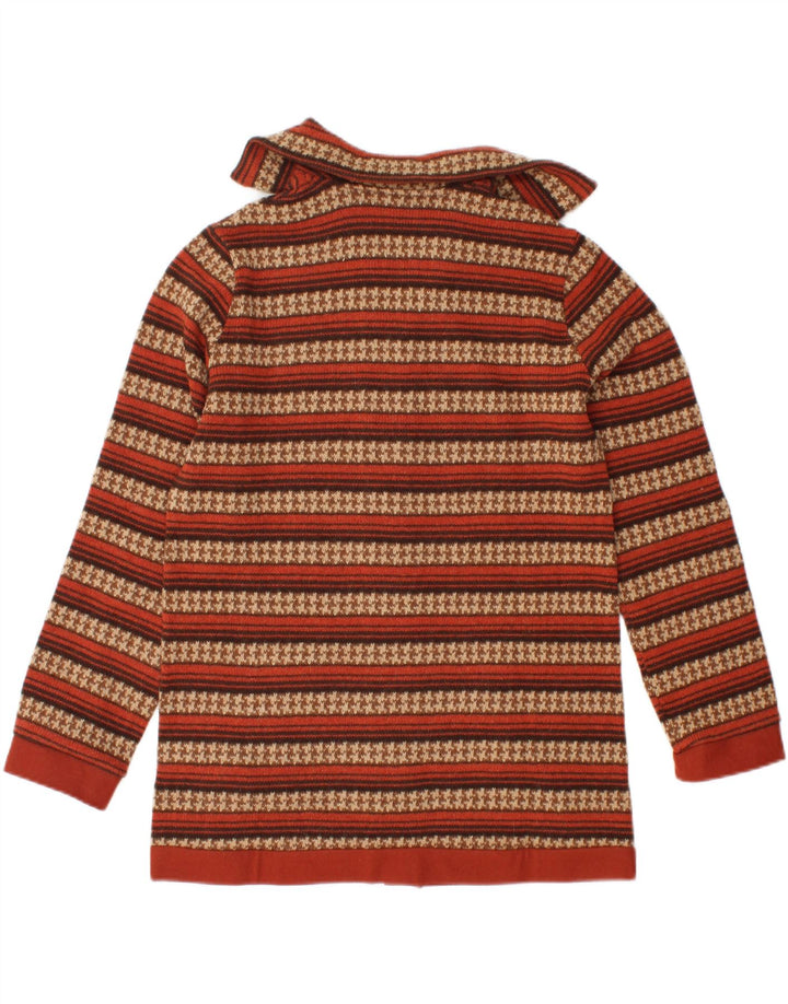 VINTAGE Womens Cardigan Sweater UK 12 Medium Brown Striped Wool
