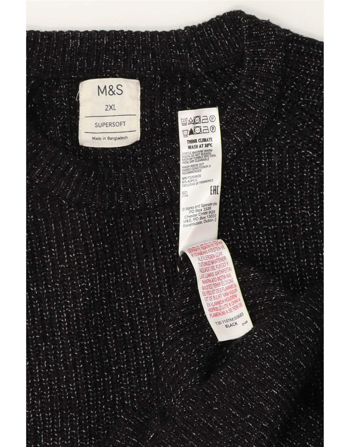 Marks & Spencer muški džemper s okruglim izrezom 2XL crni flekasti poliamid