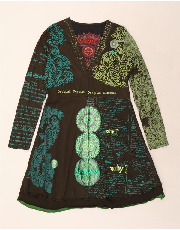 Desigual ženska haljina A-kroja dugih rukava s grafičkim motivima UK 20 2XL Zelena paisley boja