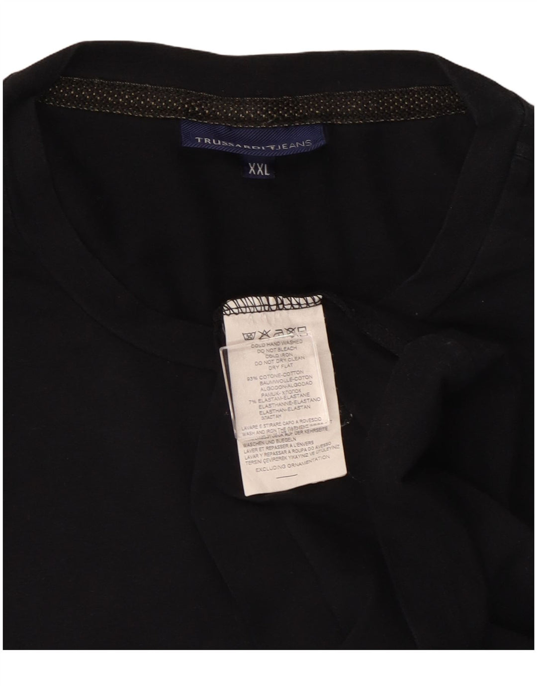 TRUSSARDI JEANS Muška majica dugih rukava 2XL crni pamuk