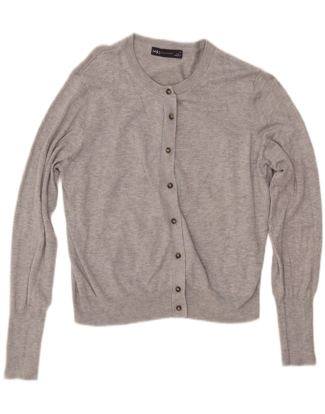 MARKS & SPENCER Ženski kratki kardigan pulover UK 14 Srednje siva viskoza