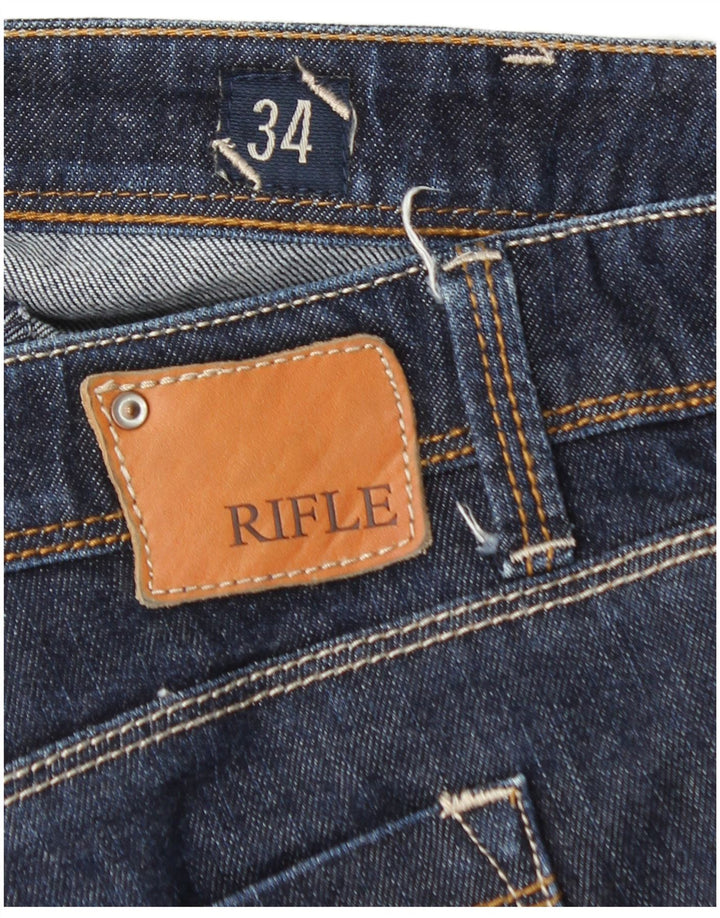RIFLE Mens Straight Jeans W34 L30 Blue Cotton