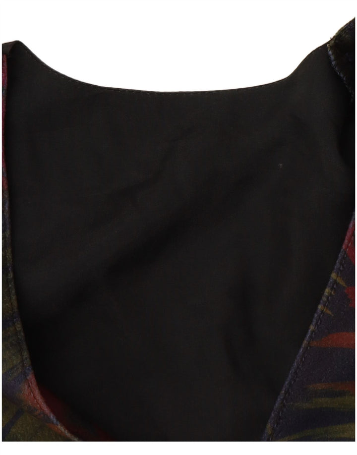 VINTAGE ženski prsluk UK 12 Srednji tamnoplavi cvjetni