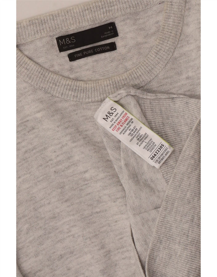 Marks & Spencer muški džemper s okruglim izrezom, srednje sivi flekasti pamuk