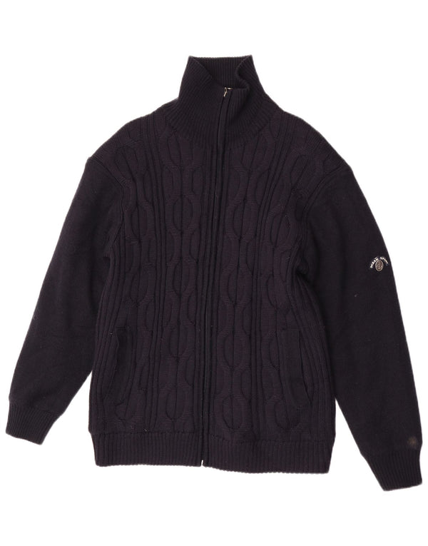 Vintage muški kardigan pulover XL tamnoplava merino vuna