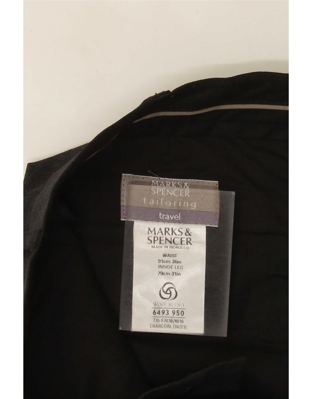 Marks & Spencer muške hlače s štipaljkama po mjeri W36 L31 sivi poliester