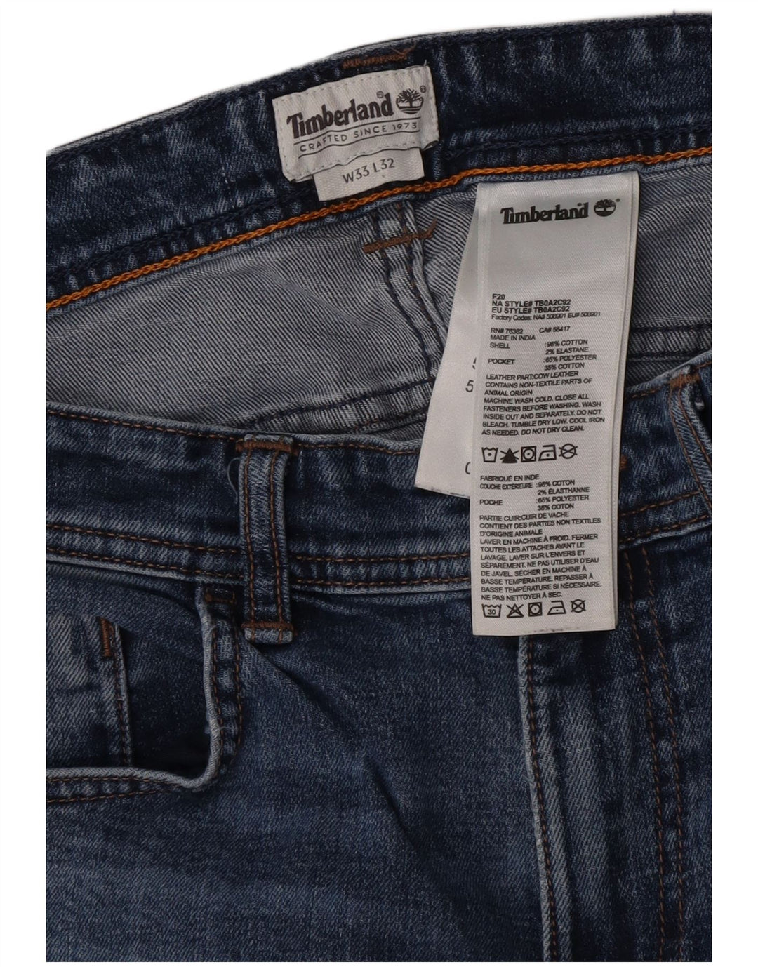 Timberland Muške uske traperice W33 L32 Plavi pamuk