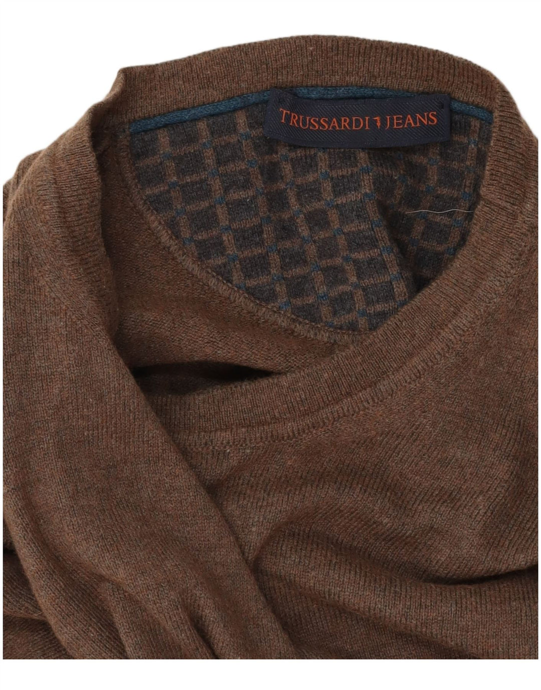Trussardi Jeans muški džemper s okruglim izrezom srednje smeđe boje