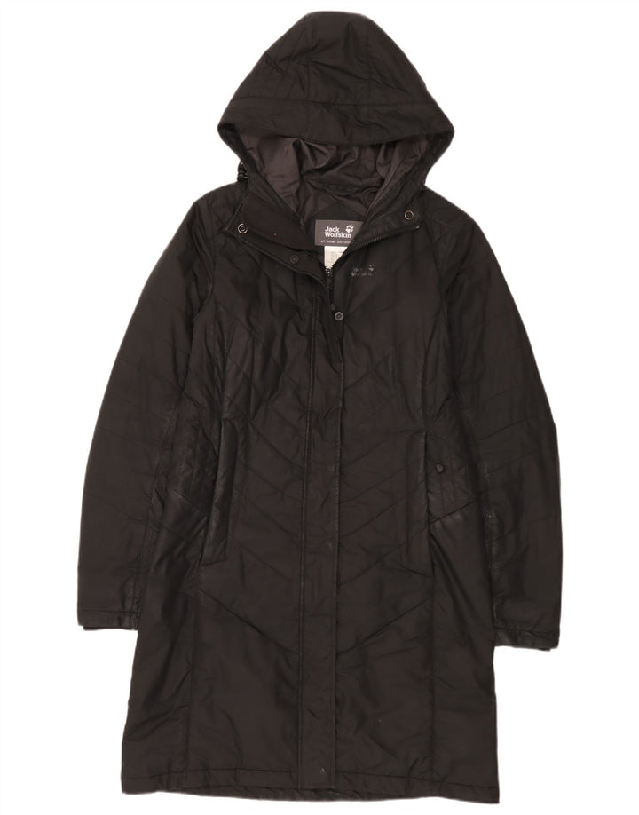 Jack Wolfskin ženski podstavljeni kaput s kapuljačom UK 10 Mali crni poliester