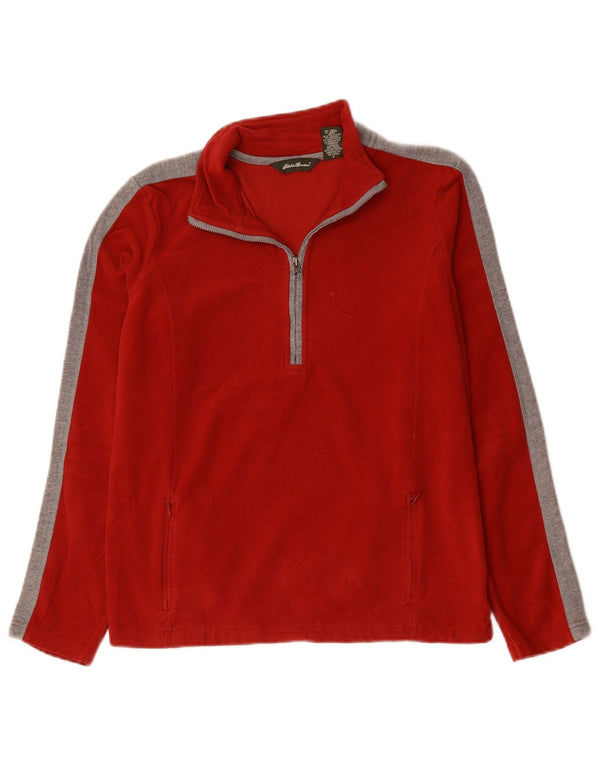 Eddie Bauer Ženski džemper od flisa s patentnim izrezom UK 10 Small Red Colourblock