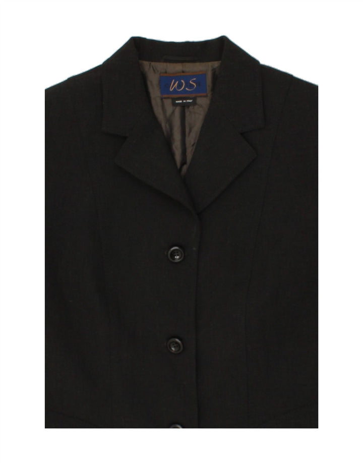 VINTAGE Womens 3 Button Blazer Jacket UK 10 Small Black Polyester Vintage Vintage and Second-Hand Vintage from Messina Hembry 