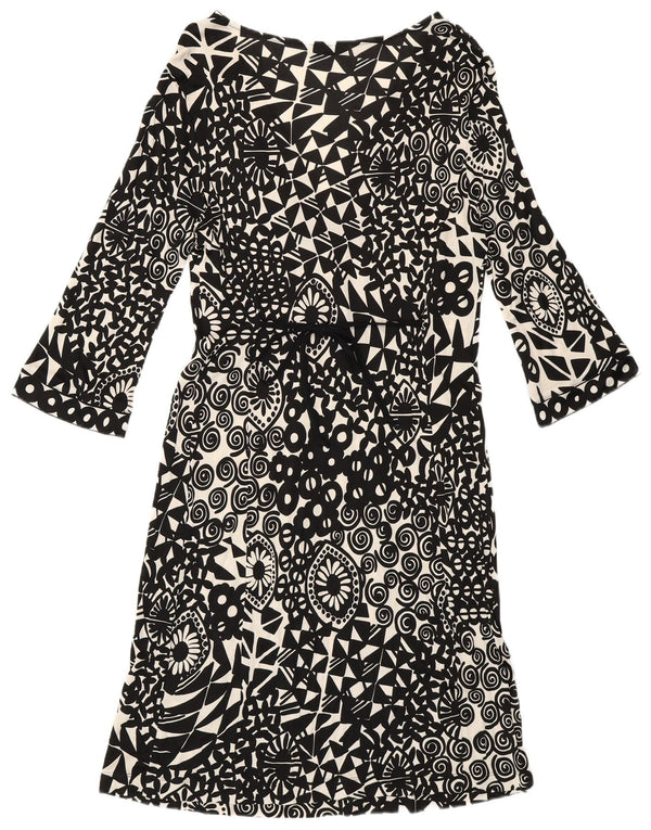 Marella ženska haljina A-kroja s 3/4 rukavima UK 12 srednje crna geometrijska