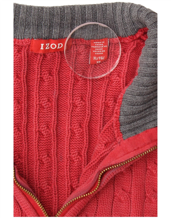 Izod muški džemper s izrezom s patentnim zatvaračem XL crveni