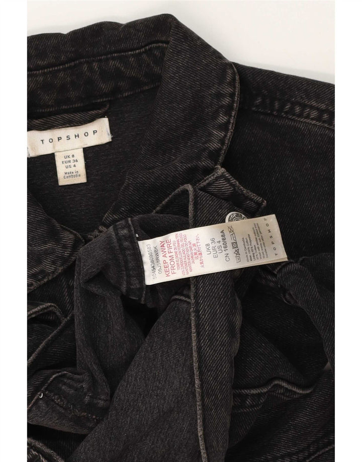 Topshop ženska crna traper jakna UK 8 Mala crna pamučna