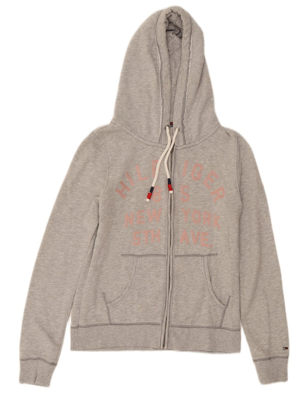 Tommy Hilfiger Ženska majica s kapuljačom s patentnim zatvaračem UK 12 Srednje siva s pjegama