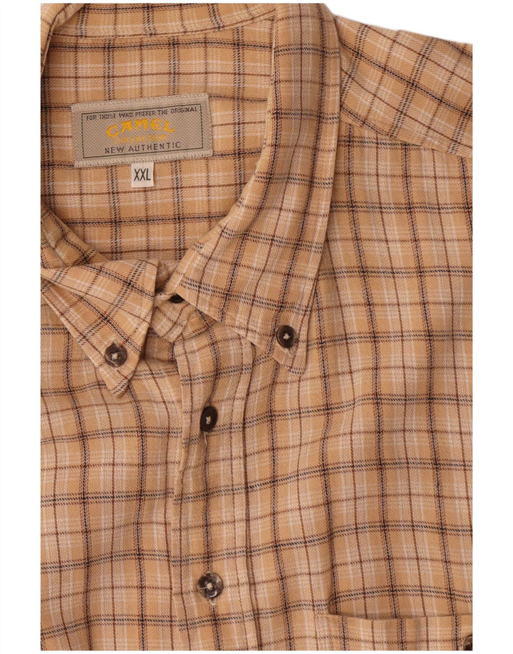 Camel muška flanelska košulja 2XL bež karirani pamuk