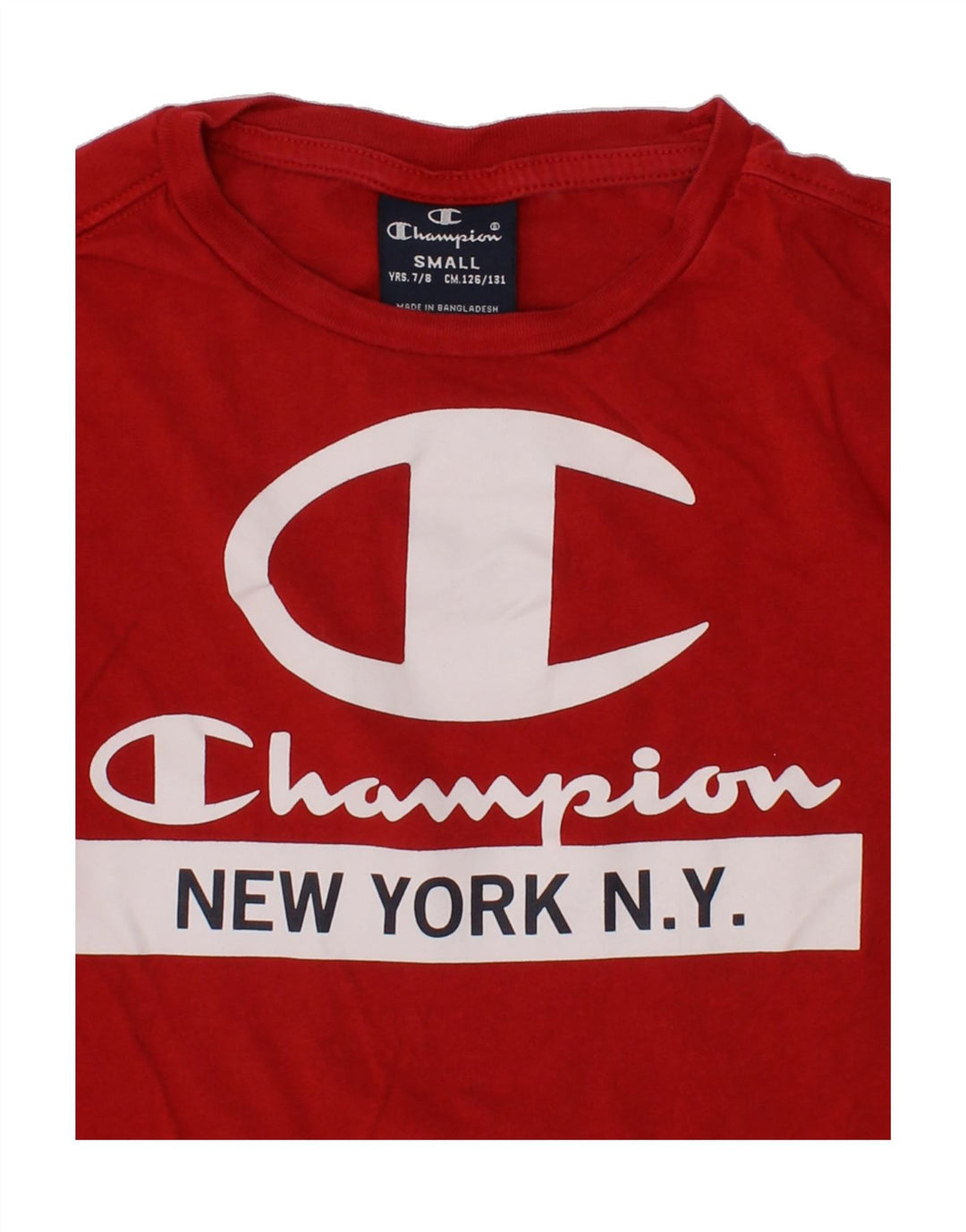 CHAMPION Boys Graphic Top Long Sleeve 7-8 Years Small Red Cotton Vintage Champion and Second-Hand Champion from Messina Hembry 