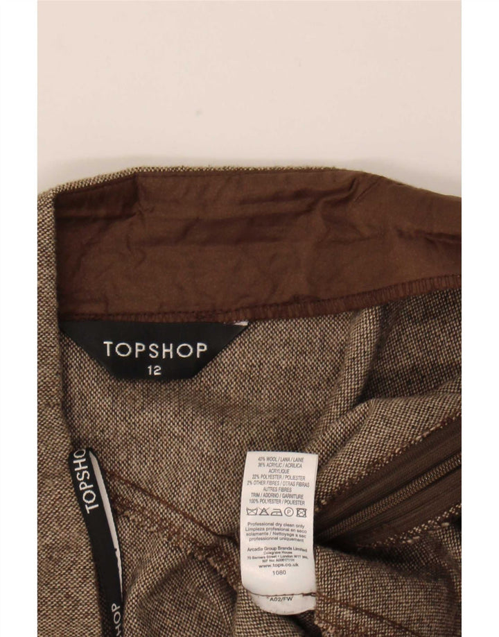Topshop ženska suknja A-kroja UK 12 srednje W32 smeđa vuna