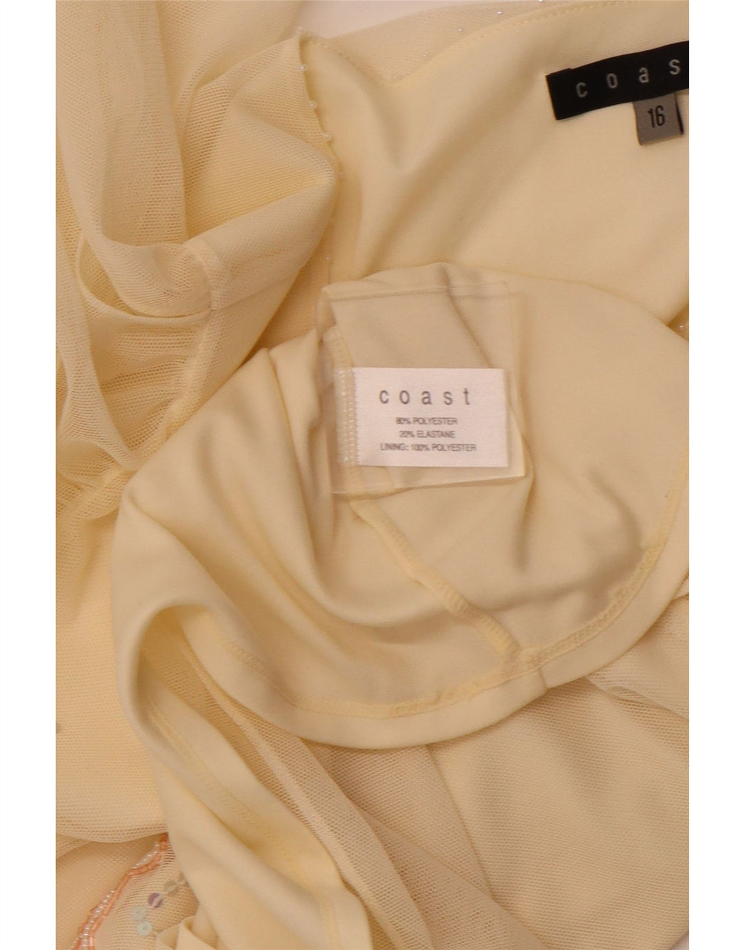 COAST Prozirna ženska majica kratkih rukava UK 16 Veliki žuti poliester