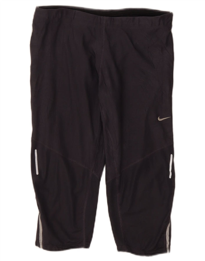 Nike Ženske Dri Fit Capri Leggings UK 12 Medium Gray Poliester