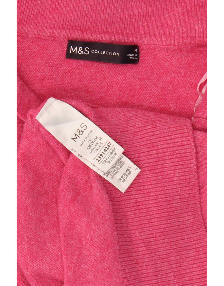 Marks & Spencer ženski džemper s polo ovratnikom UK 14 srednje ružičasti poliester